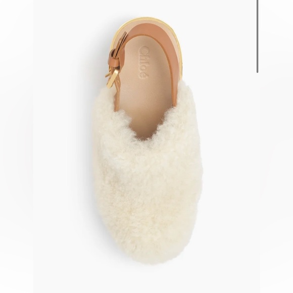 NWOT Chloe Camille Wedge Mules Fur Cork Leather Beige Sandals Shoes - Picture 2 of 13